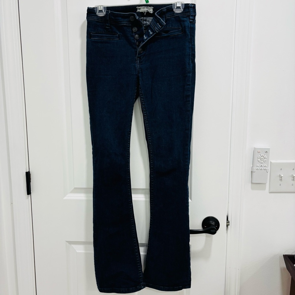 Free People Dark Denim Stretch Flare Jeans Stretch Size 26 Midrise